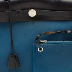 Pre Owned حقيبة هيرميس هيرباج زيپ 31 توال قماش بلو فريدا/أسود وفاش هانتر