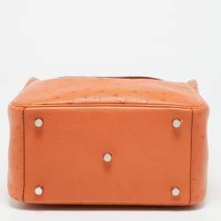 مملوكة مسبقًا حقيبة هيرمس ليندي 26 جلد نعام برتقالي إكسسوار مطلي بلاديوم