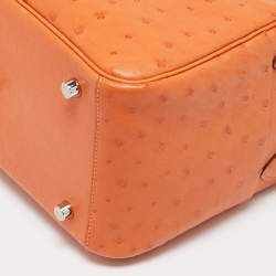 مملوكة مسبقًا حقيبة هيرمس ليندي 26 جلد نعام برتقالي إكسسوار مطلي بلاديوم