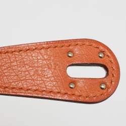 مملوكة مسبقًا حقيبة هيرمس ليندي 26 جلد نعام برتقالي إكسسوار مطلي بلاديوم