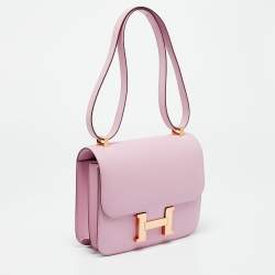 Pre Owned حقيبة هيرمس كونستانس III 24 سيلفستر جلد إبسوم موف إكسسوار ذهبي وردي 