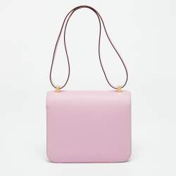 Pre Owned حقيبة هيرمس كونستانس III 24 سيلفستر جلد إبسوم موف إكسسوار ذهبي وردي 