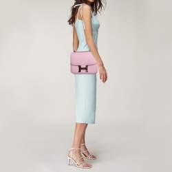 Pre Owned حقيبة هيرمس كونستانس III 24 سيلفستر جلد إبسوم موف إكسسوار ذهبي وردي 