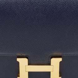 مملوكة مسبقًا حقيبة هيرمس كونستانس 18 ميني جلد إبسوم أزرق زفيري إكسسوار مطلي ذهبي