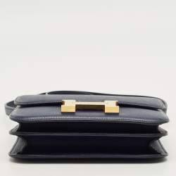 مملوكة مسبقًا حقيبة هيرمس كونستانس 18 ميني جلد إبسوم أزرق زفيري إكسسوار مطلي ذهبي