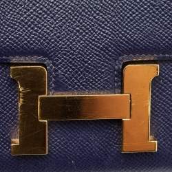 مملوكة مسبقًا حقيبة هيرمس كونستانس 18 ميني جلد إبسوم أزرق زفيري إكسسوار مطلي ذهبي