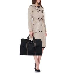 Pre Owned Hermes Fourre Tout Black/Grey Canvas Tote