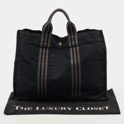 Pre Owned Hermes Fourre Tout Black/Grey Canvas Tote