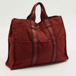 Pre Owned حقيبة هيرمس فوري توت قماش أحمر