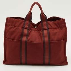 Pre Owned حقيبة هيرمس فوري توت قماش أحمر