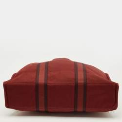 Pre Owned حقيبة هيرمس فوري توت قماش أحمر