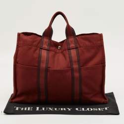 Pre Owned حقيبة هيرمس فوري توت قماش أحمر