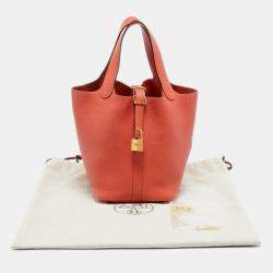 Pre Owned Hermes Capucine Togo Leather Picotin Lock 18 Bag