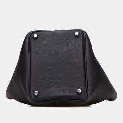 Pre Owned Hermes Picotin Lock PM Black Togo Calfskin Leather Top Handle Bag