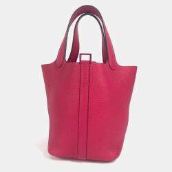 Pre Owned Hermes All Pink Picotin Lock Pm 18 Monochrome Pm Handbag Taurillon Clemence Leather Rose Mexico