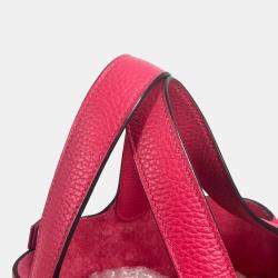 Pre Owned Hermes All Pink Picotin Lock Pm 18 Monochrome Pm Handbag Taurillon Clemence Leather Rose Mexico