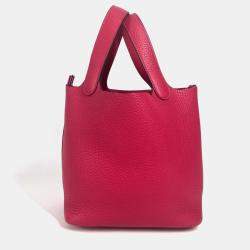 Pre Owned Hermes All Pink Picotin Lock Pm 18 Monochrome Pm Handbag Taurillon Clemence Leather Rose Mexico