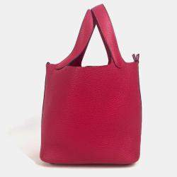 Pre Owned Hermes All Pink Picotin Lock Pm 18 Monochrome Pm Handbag Taurillon Clemence Leather Rose Mexico