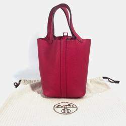 Pre Owned Hermes All Pink Picotin Lock Pm 18 Monochrome Pm Handbag Taurillon Clemence Leather Rose Mexico