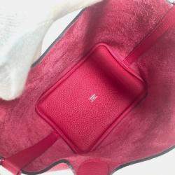 Pre Owned Hermes All Pink Picotin Lock Pm 18 Monochrome Pm Handbag Taurillon Clemence Leather Rose Mexico