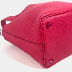 Pre Owned Hermes All Pink Picotin Lock Pm 18 Monochrome Pm Handbag Taurillon Clemence Leather Rose Mexico