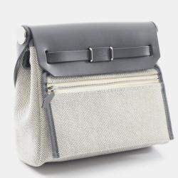 Pre Owned حقيبة هيرمس مينى إيكرو تويل H قماش جلد هنتر شوالدر