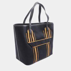 Pre Owned Hermes Pursangle Black Towar Military Canvas Toile Military Tote Bag