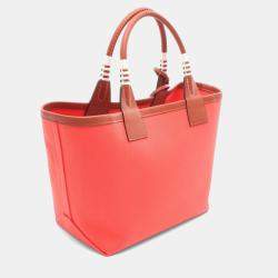 مملوكة مسبقًا حقيبة توت هيرمس ستيبل 25 قماش توال عسكري بني أحمر جلد سويفت