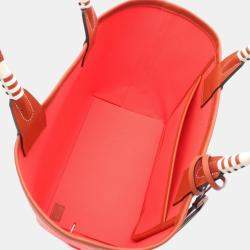 مملوكة مسبقًا حقيبة توت هيرمس ستيبل 25 قماش توال عسكري بني أحمر جلد سويفت