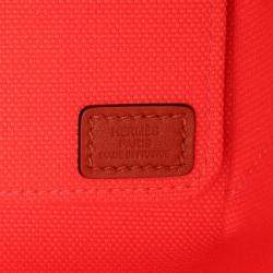 مملوكة مسبقًا حقيبة توت هيرمس ستيبل 25 قماش توال عسكري بني أحمر جلد سويفت