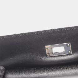 Pre Owned حقيبة هيرمس كيلي 28 كتف قماش بوتاموس جلد عجل أسود برتقالي