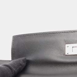 Pre Owned حقيبة هيرمس كيلي 28 كتف قماش بوتاموس جلد عجل أسود برتقالي