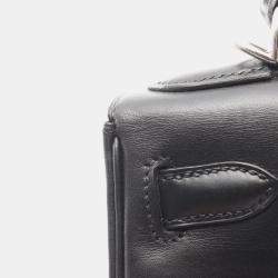 Pre Owned حقيبة هيرمس كيلي 28 كتف قماش بوتاموس جلد عجل أسود برتقالي