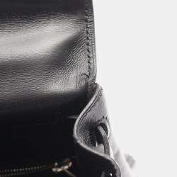 Pre Owned حقيبة هيرمس كيلي 28 كتف قماش بوتاموس جلد عجل أسود برتقالي