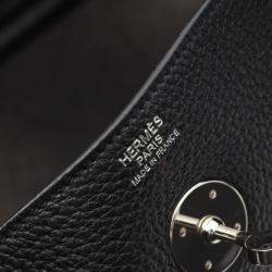 مملوكة مسبقًا Hermes Lindy 30 Black Taurillon Clemence Leather Shoulder Bag
