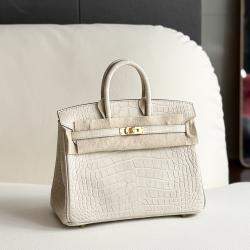 مملوكة مسبقًا Hermes Birkin 25 Gris Asphalte Matte Crocodile with Gold Hardware