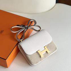 مملوكة مسبقًا حقيبة هيرمس كونستانس 19 جلد شفري كريمي ذو تجهيز ذهبي