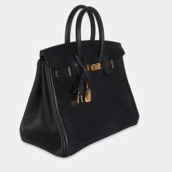 Pre Owned حقيبة هيرمس بيركين 25 اكأسسوارات ذهبية سوداء وولبتو