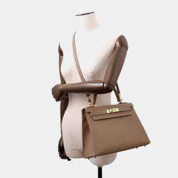 Pre Owned Hermes Kelly Sellier Etoupe Epsom Size 28