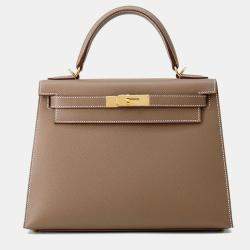 Pre Owned Hermes Kelly Sellier Etoupe Epsom Size 28
