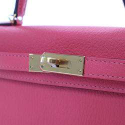 Pre Owned Hermes Rose Azalea Chevre Mysore Mini Kelly 20