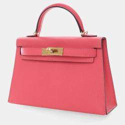 Pre Owned Hermes Rose Azalea Chevre Mysore Mini Kelly 20