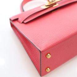 Pre Owned Hermes Rose Azalea Chevre Mysore Mini Kelly 20