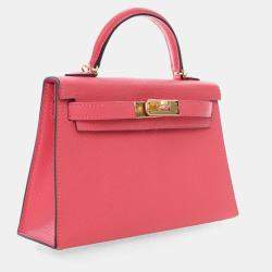 Pre Owned Hermes Rose Azalea Chevre Mysore Mini Kelly 20