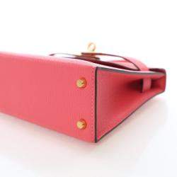 Pre Owned Hermes Rose Azalea Chevre Mysore Mini Kelly 20