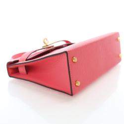 Pre Owned Hermes Rose Azalea Chevre Mysore Mini Kelly 20