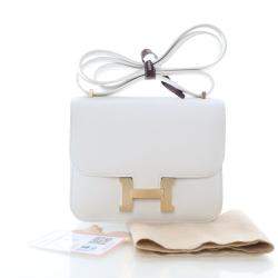 Pre Owned حقيبة هيرميس كونستانس ميني أبيض سويفت 18