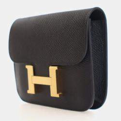 Pre Owned Hermes Noir Epsom Constance Slim Wallet