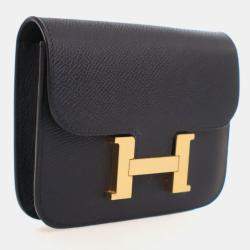 Pre Owned Hermes Noir Epsom Constance Slim Wallet