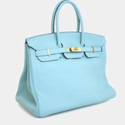 Pre Owned Hermes Bleu Atoll Togo Birkin 35